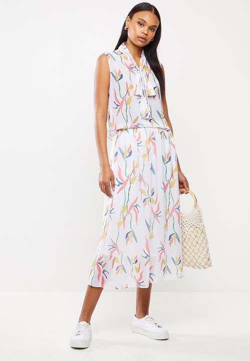 edit - Printed chiffon A-line skirt - white