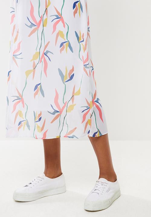 edit - Printed chiffon A-line skirt - white