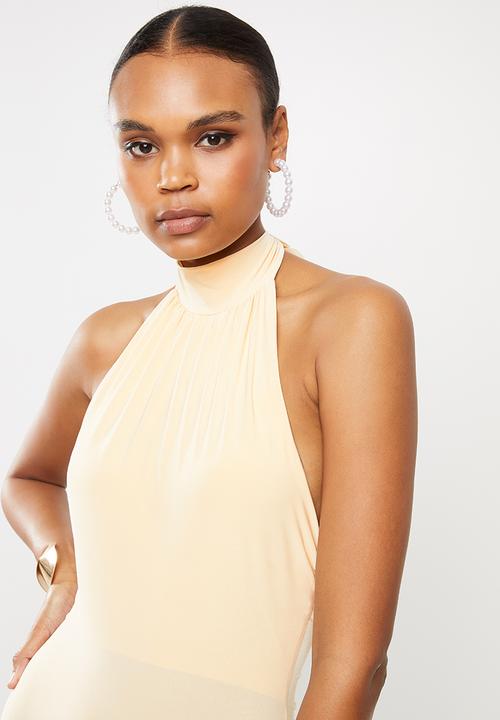 Missguided - High neck midaxi dress - yellow