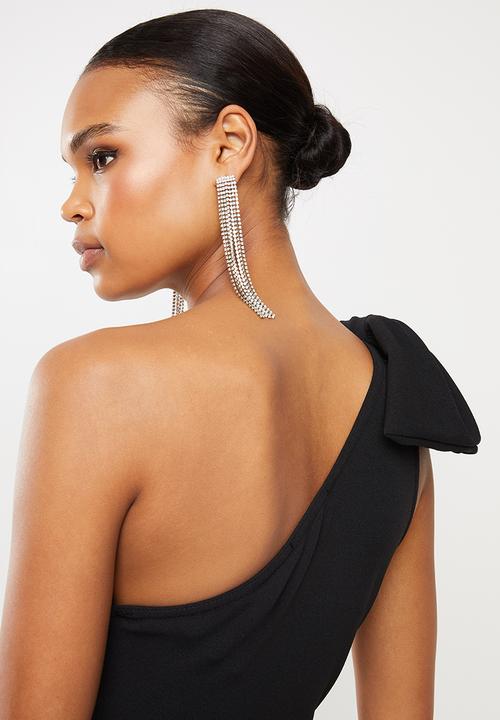 Missguided - Scuba crepe bow one shoulder mini - black