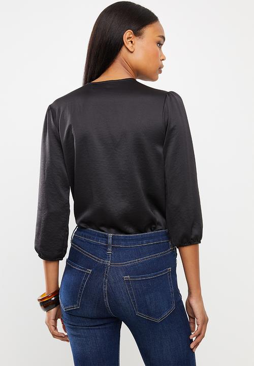 edit - Wrap bodysuit - black