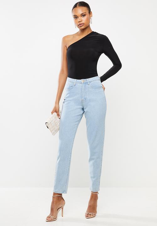 Missguided - Soft tch slinky one shoulder ruched bodysuit - black