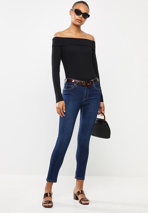 edit - Bardot off-the-shoulder top - black