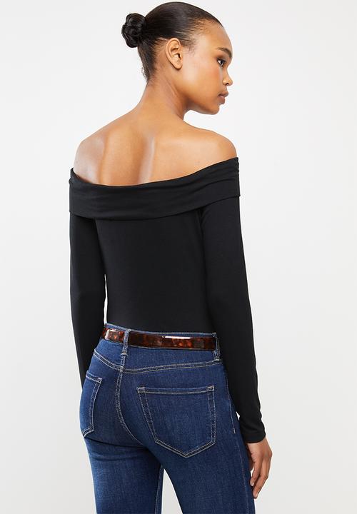 edit - Bardot off-the-shoulder top - black