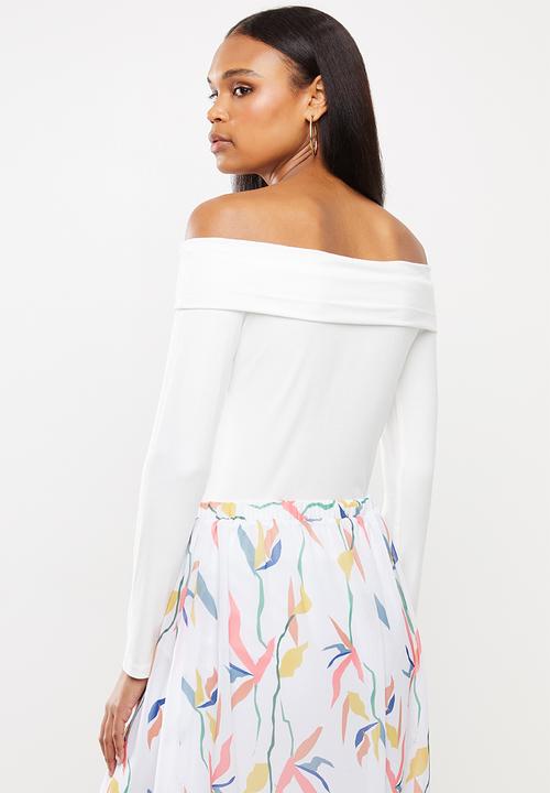 edit - Bardot off-the-shoulder top - milk