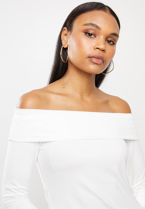 edit - Bardot off-the-shoulder top - milk