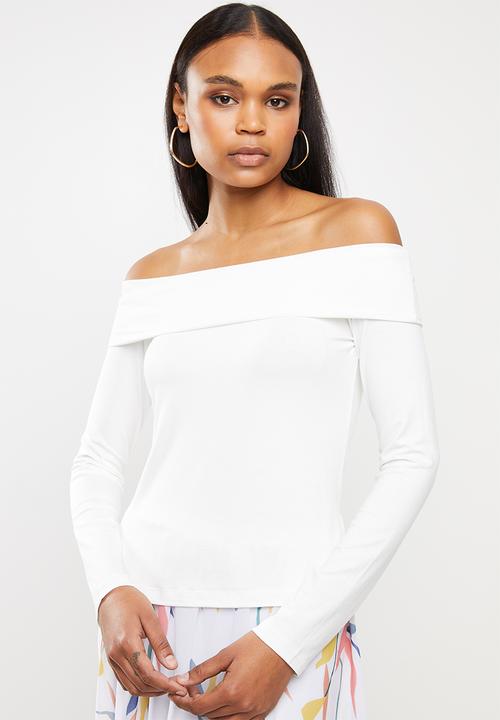 edit - Bardot off-the-shoulder top - milk