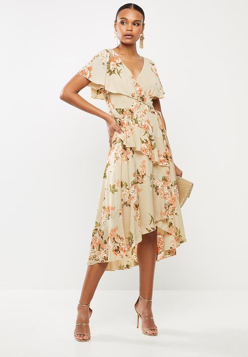 Missguided - Wrap overlay midi dress floral - multi