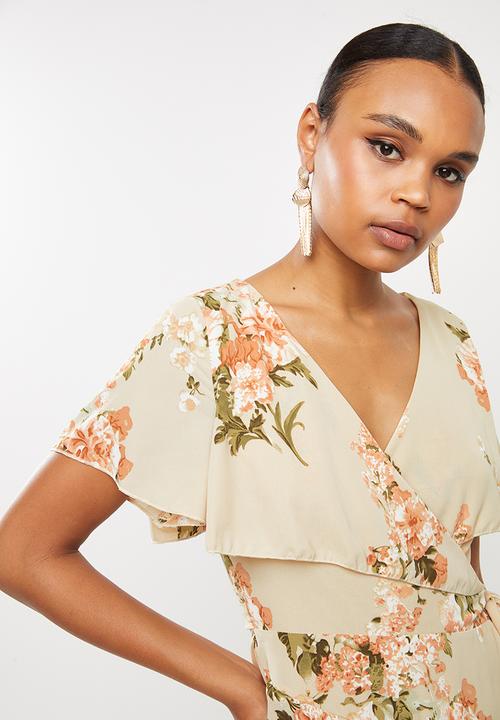 Missguided - Wrap overlay midi dress floral - multi