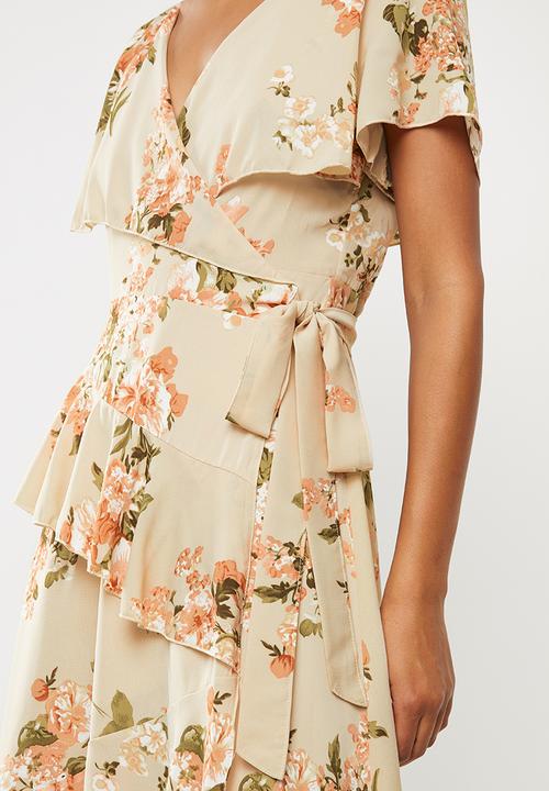 Missguided - Wrap overlay midi dress floral - multi