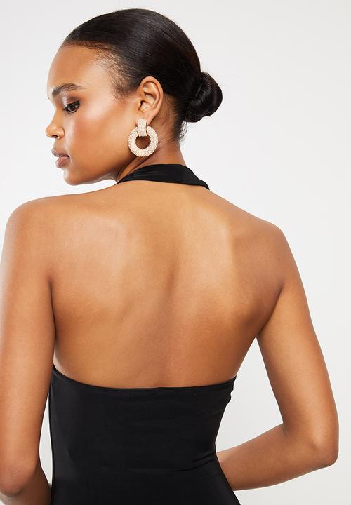 Missguided - Seam free halter neck slinky mini dress - black