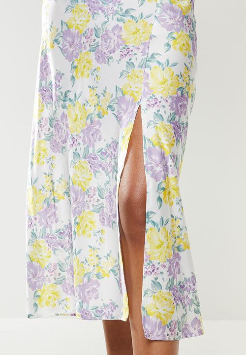 Glamorous - Sateen pencil skirt with slit - multi