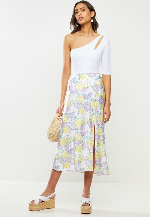 Glamorous - Sateen pencil skirt with slit - multi