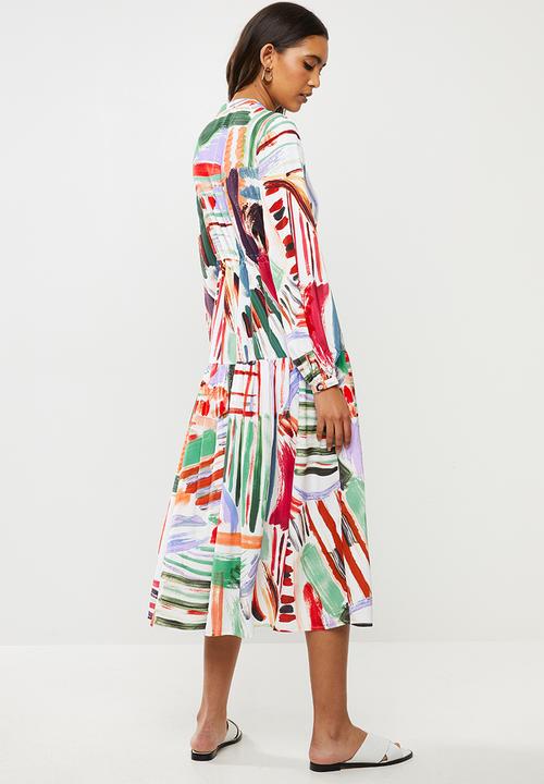 Glamorous - Paint strokes midi with high neck - multi