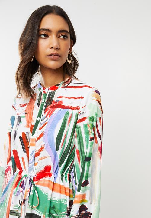 Glamorous - Paint strokes midi with high neck - multi