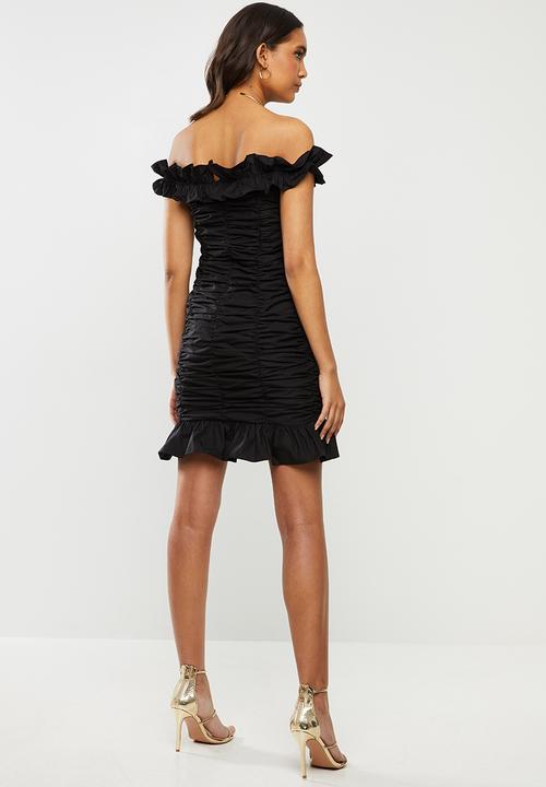 Glamorous - Ruched off shoulder dress - black