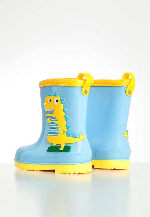 Pop Candy - Boys dino rain boots - blue & yellow
