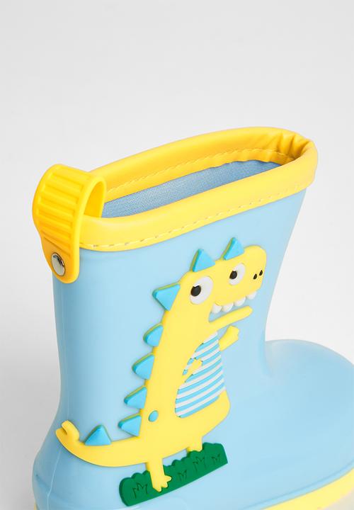 Pop Candy - Boys dino rain boots - blue & yellow