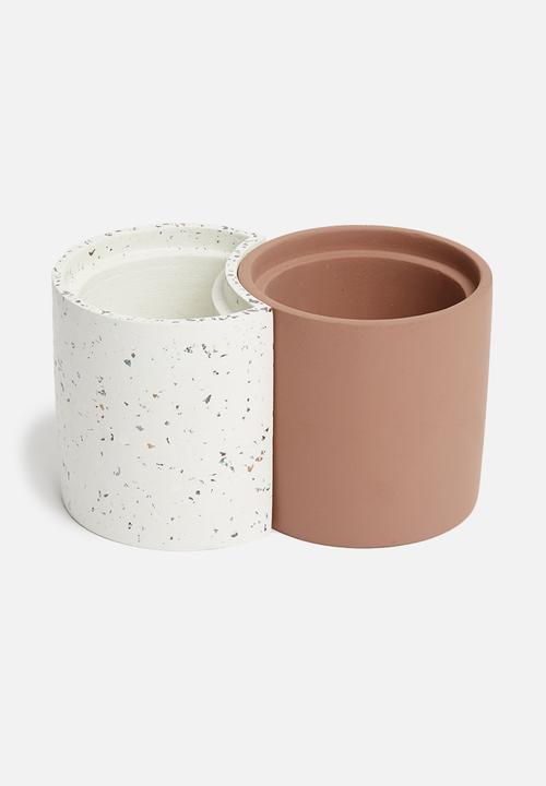 Sixth Floor - Arizona pen holder set of 2 - white/terracotta