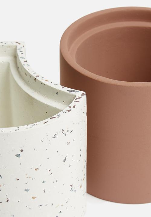 Sixth Floor - Arizona pen holder set of 2 - white/terracotta