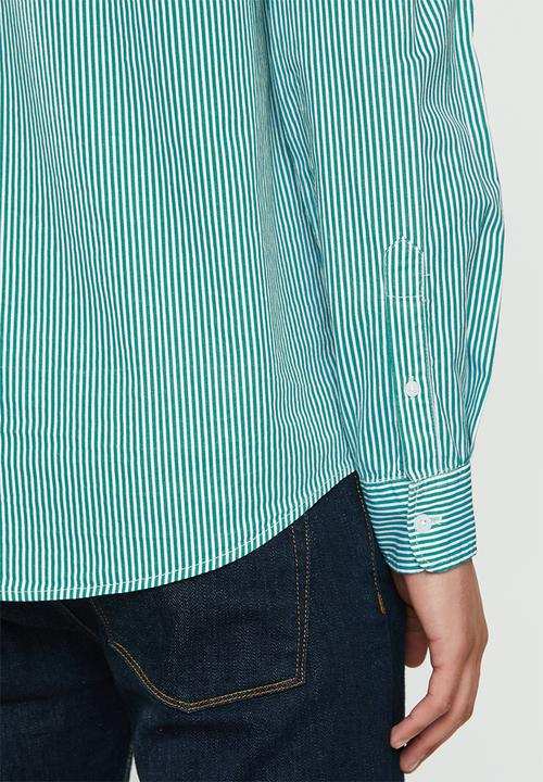 Brave Soul - Karmory shirt - green & white 
