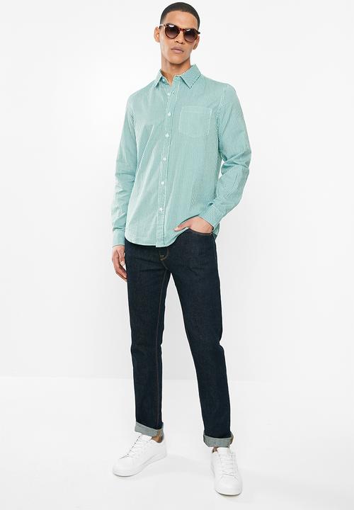Brave Soul - Karmory shirt - green & white 
