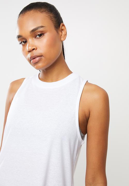 Cotton On - Active curve hem tank top 2pack - white & navy
