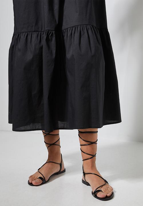 Superbalist - Poplin tiered dress - black