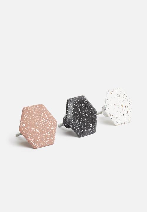Sixth Floor - Terrazzo hexagon hooks set of 3 - multi