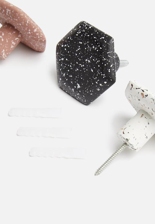 Sixth Floor - Terrazzo hexagon hooks set of 3 - multi