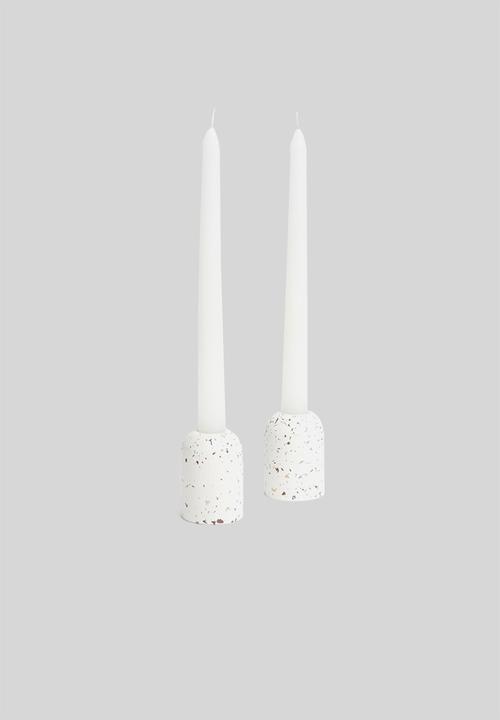 Sixth Floor - Terrazzo candle holder set of 2 - white terrazzo