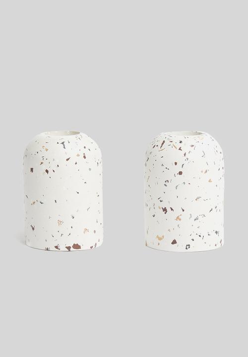 Sixth Floor - Terrazzo candle holder set of 2 - white terrazzo