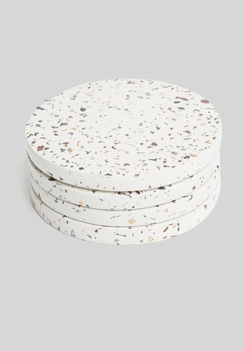 Sixth Floor - Coaster set of 4 - white terrazzo