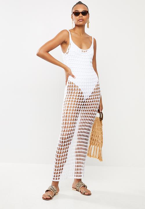 Missguided - Crochet maxi dress - white