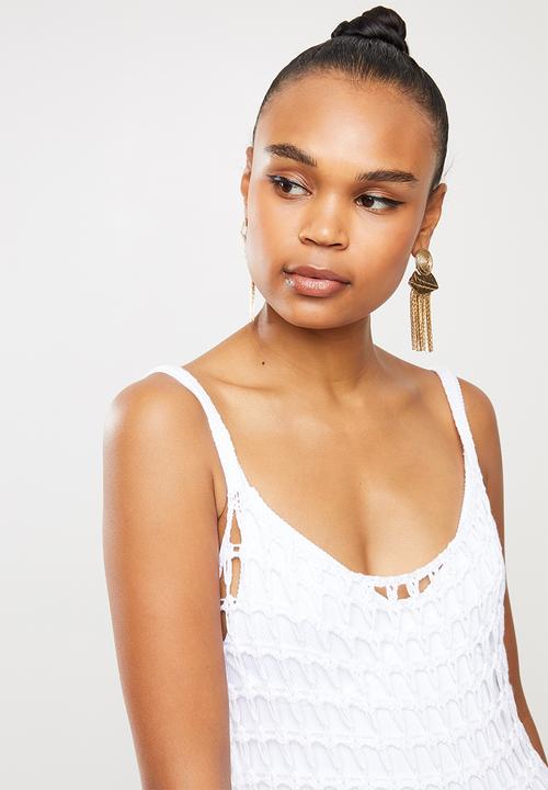 Missguided - Crochet maxi dress - white