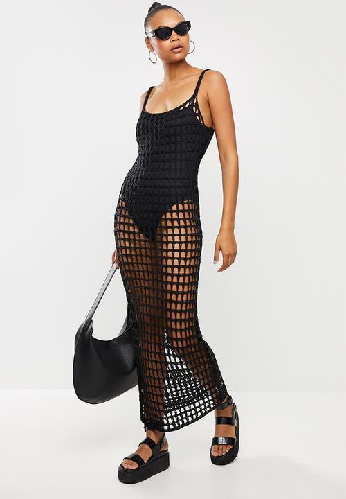 Missguided - Crochet maxi dress - black