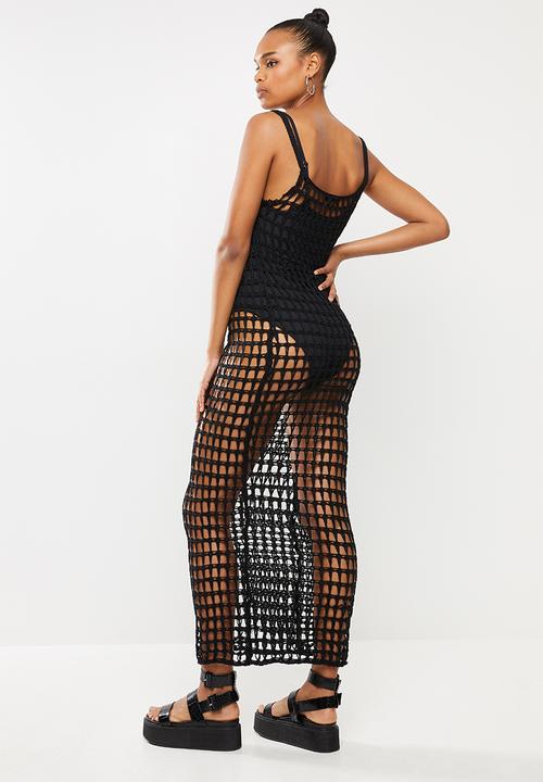 Missguided - Crochet maxi dress - black