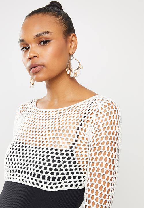 Missguided - Crochet jumper - white