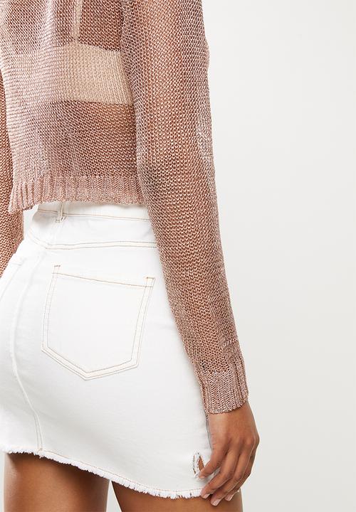 Missguided - Metallic crop jumper - rose gold