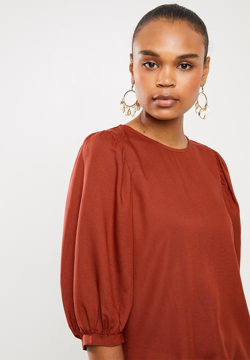MILLA - Balloon sleeve blouse - rust