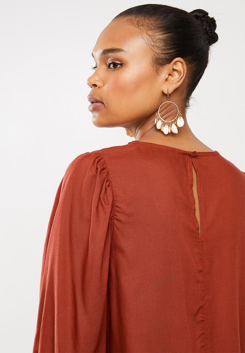 MILLA - Balloon sleeve blouse - rust