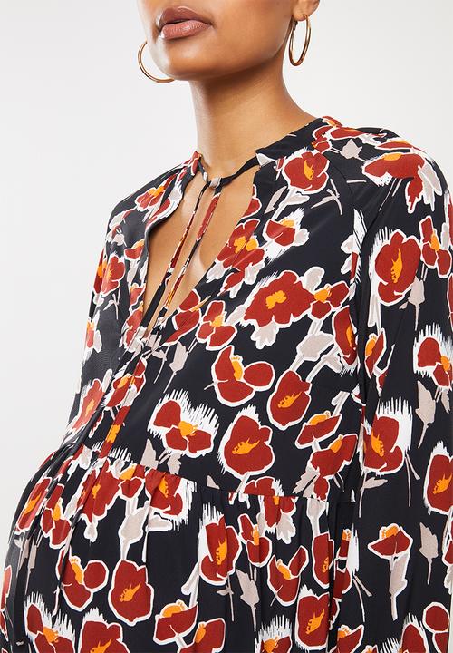 Glamorous - Maternity floral tunic - black rust