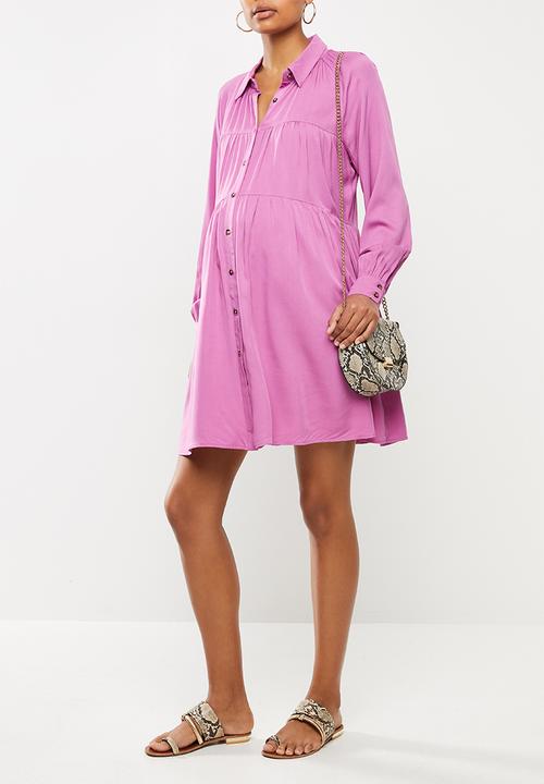 Glamorous - Maternity tiered long sleeve dress - orchid