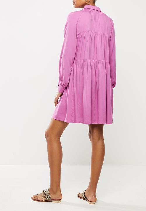 Glamorous - Maternity tiered long sleeve dress - orchid