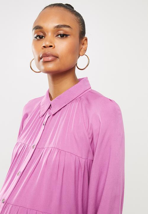 Glamorous - Maternity tiered long sleeve dress - orchid