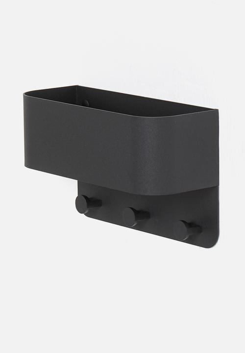 Smart Shelf - Bathroom caddy with hooks - black