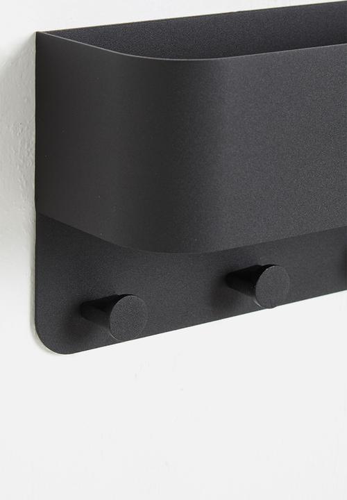 Smart Shelf - Bathroom caddy with hooks - black