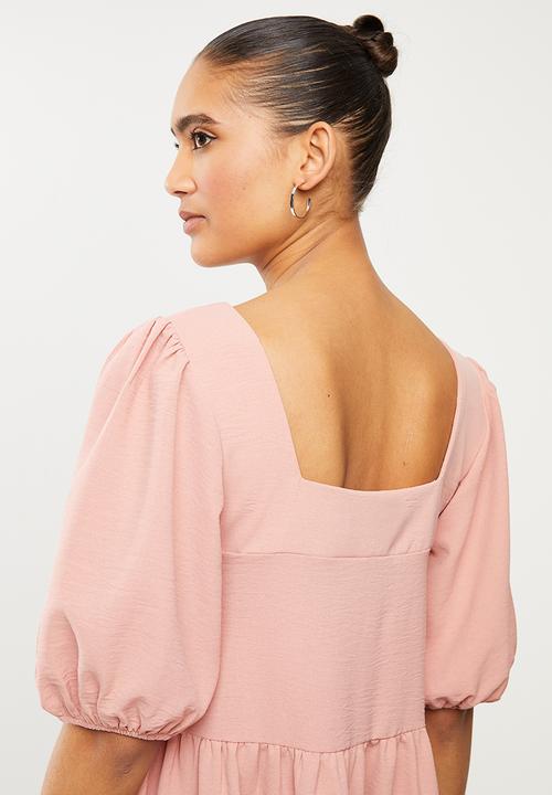 Blake - Tiered square neck mini dress - pink