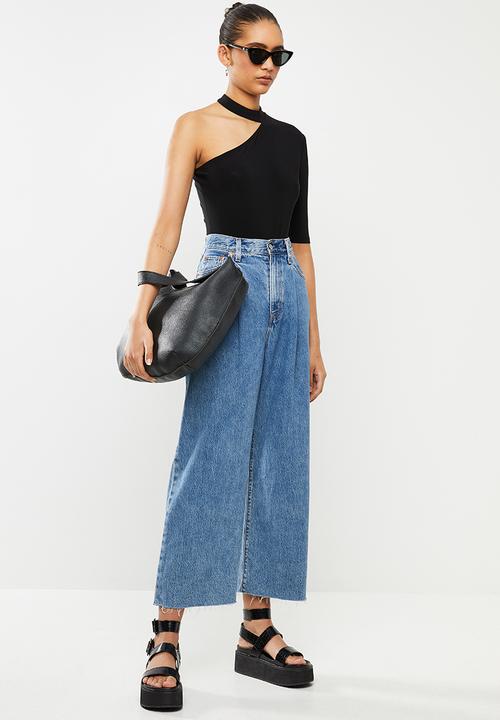 Blake - Asymmetric bodysuit with turtleneck - black
