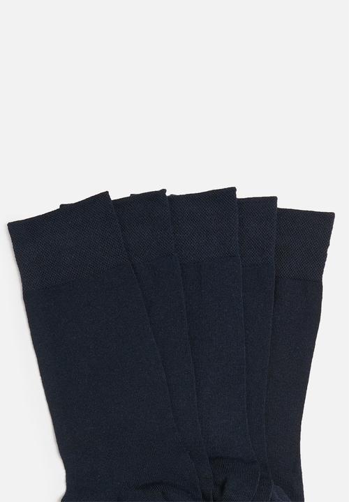 Superbalist - Plain 5 pack socks - navy